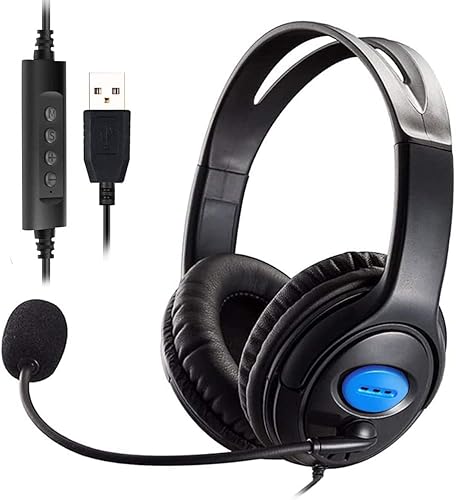 ヘッドセット ヘッドセット マイク付き 有線 PC用 ヘッドセット USB ヘッドセット 軽量 通話 音量調整 パソコン用 在宅勤務 ビジネス会議 遠隔教育 男女兼用 2m OH-109 (ブルー)
