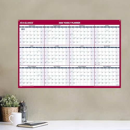 Image of AT-A-GLANCE 2026 Wall Calendar, Monthly, 24 inch x 36 inch, Extra Large, Paper, Reversible, Vertical-Horizontal (PM2122826)