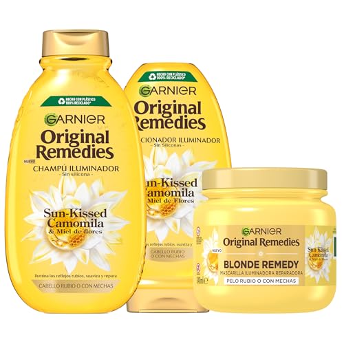Garnier Original Remedies Camomila Rutina: Champú 400 ml + Acondicionador 250 ml + Mascarilla 340 ml