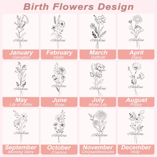 Image of Personalized Tumblers with Names Picture, 15 Colors 20 oz Custom Birth Flower Insulated Tumblers Cups with Straw, Personalized Birthday Gifts for Women Mom Grandma