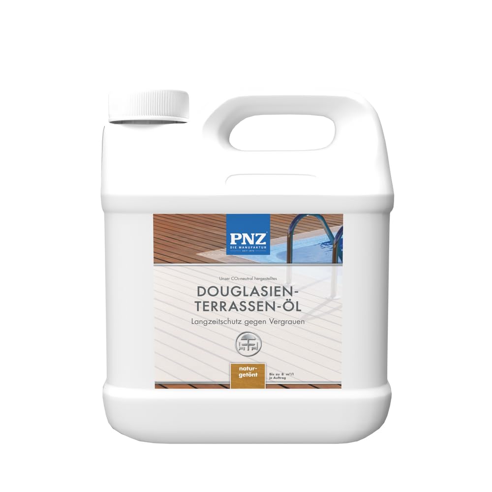 PNZ Douglasien-Terrassen-Öl | Nachhaltig hergestellt mit regionalen Rohstoffen | lösemittelfrei | Holzdeck, Holz-Terrasse, Gartenmöbel, Gartenhaus, Zaun, Gebinde:2.5L, Farbe:naturgetönt