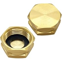 2 Pack Garden Hose End Caps with Washers, Brass 3/4" GHT Female End Spigot Cap Stopper