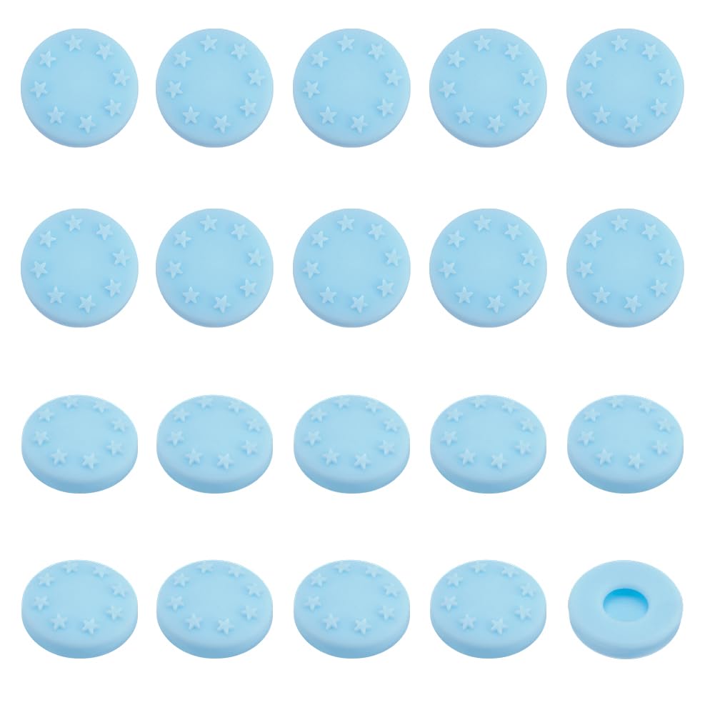 OLYCRAFT 20Pcs Blue Button Covers for Jeans Suitable for 16-20mm Button Silicone Buttons Cover with Star Pattern Shirt Buttons Cover Aviod Shirt Holes Sewing Kit Replacement for Shirts Cufflinks