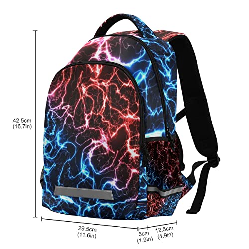 Red and Blue Lightning Backpack with Reflective Stripes, School Book Bag Lightweight Laptop Backpack for Men Women Teens Kids3