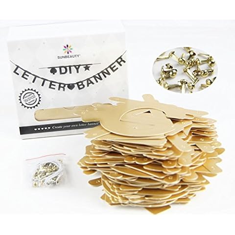 SUNBEAUTY Customizable Letters Symbols Banner Decorations Kit Party Bunting Banner Gold for Christmas Birthday Wedding Baby Showers Photo Props Party Decor Cover