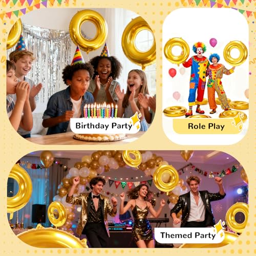 15 Pack 30" Gold Ring Balloons for Cartoon Characters Themed Party Decor, Hedgehog Theme Backdrop, Foil Balloons with Curling Ribbon for Kids Birthday, Game Room, Carnival Party Decorations by TAdgnba - Used condition - Image 6