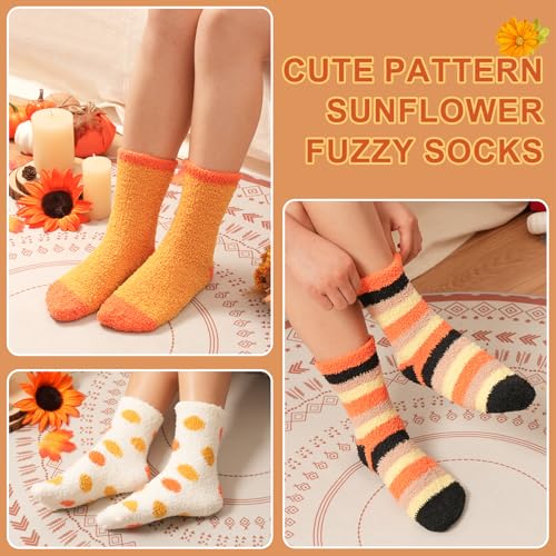 Image of floconssy Fuzzy Socks for Women Gifts, Fluffy Cozy Plush Soft Slipper Socks for Fall Winter Christmas Warm Home 5 /6 Pairs