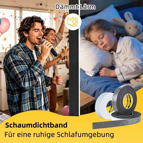 COUMENO EVA einseitiges Schaumstoff-Klebeband, 50 mm x 5 m, 3 mm dick, Dichtungsstreifen, Schaumstoff-Pad, Schwammband, geeignet für Türen und Fenster, wetterfest, selbstklebendes Isolierband