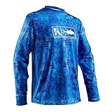 KOOFIN GEAR Performance Fishing Shirt Long Sleeve Sunblock Shirt UPF50 Vented Mesh Sides Loose Fit Blue