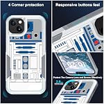 Case for iPhone 14, R2D2 Astromech Droid Robot Pattern Shock-Absorption Hard PC and Inner Silicone Hybrid Dual Layer Armor Defender Case for Apple iPhone 14, (A002) - Image 4