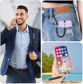 GFUEIGJ Telefoonband met flexibele spiraalkabel 3 stuks Telefoon diefstalbeveiliging Lanyard Algemene telefoonketting met flexibele spiraalkabel Telefoonbescherming Diebstahl Sleutelband voor outdoor