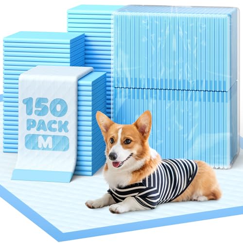 Image of Powools 150-Pack Large Puppy Pads - 22'' x 22'' Pee Pads for Dogs Potty Training with Leak-Proof Quick-Dry Design, 6-Layer Dog Pads Large, Blue