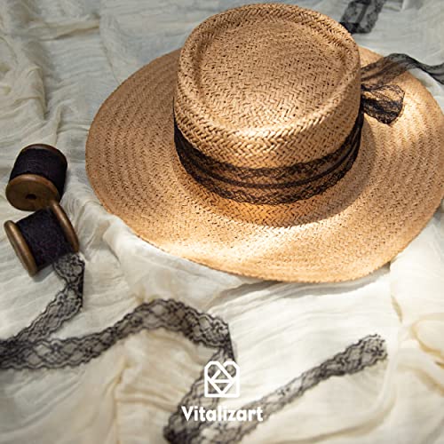 Vitalizart Black Lace Ribbon 15 Yards Crochet Lace Trim 3 Rolls Floral Eyelet Sewing Lace Fabric With Wood Spool For Wedding Invitations Bridal Shower Decorations Gift Wrapping Crafts #TOP4