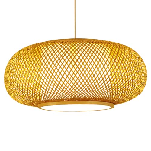Lustre suspension en bambou style d'Asie du Sud-Est beige pour salle à manger