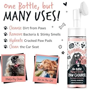 Dog Paw Cleaner No Rinse Foam Cat & Dog shampoo with Silicone Brush Head, waterless grooming products. Travel friendly paw cleaner for dogs defeat muddy paws on The go (Papaya & Coconut)