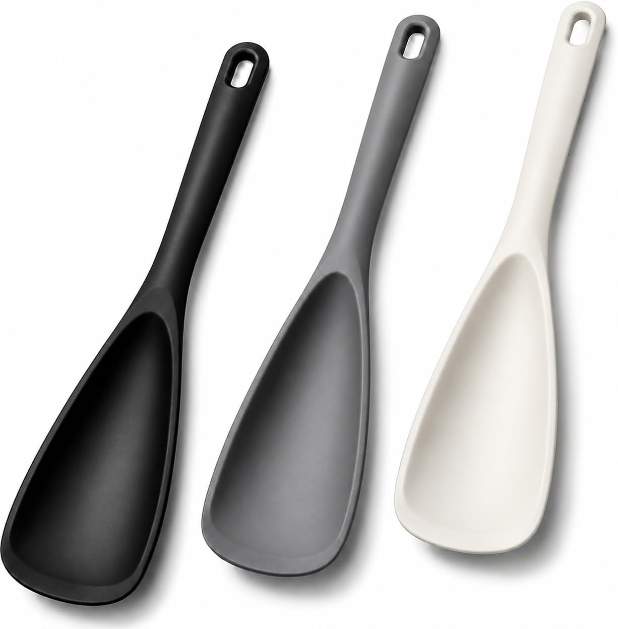 3 Pack Cooking Spoon for Nonstick Cookware, One-Piece Matte Silicone Spatula Spoon, BPA-Free Multifunctional Utensil for Mixing, Scraping, Scooping, Serving, Dishwasher Safe