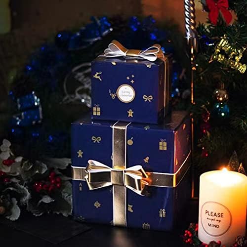 8 Sheets Christmas Wrapping Paper,43 * 100CM Blue and Gold Gift Wrapping Paper with 8 Different Patterns Packing in a Roll,Recyclable Wrapping Paper for Christmas (Blue and Gold)