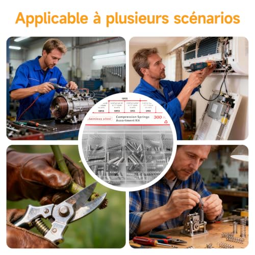 Kit de 300 Ressorts de Compression en Acier Inoxydable 304 avec Boîte de Rangement – 23 Tailles de Petits Ressorts pour le Bricolage, l'Automobile, la Maison et la Réparation Électronique – vue 8