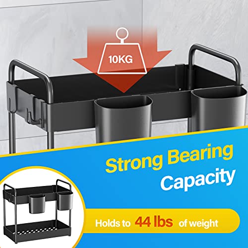 2 Pack Under Sink Organizers And Storage,2 Tier Under Bathroom Storage Rack With 12 Hooks,4 Hanging Cup, Bathroom Under Sink Shelf Cabinet Organizer Basket,Kitchen Multi-Purpose Under Sink Storage #TOP5