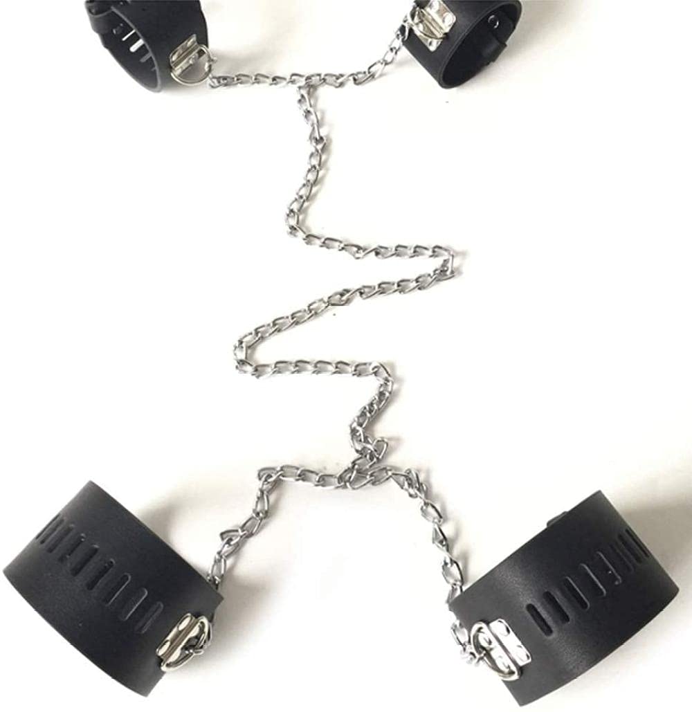 Ensemble de bandages Sm, manchettes de cheville et de main, menottes de liaison en cuir fétiche, manchettes de cheville, Bondage, jouets sexuels pour adultes pour Couples(Black)