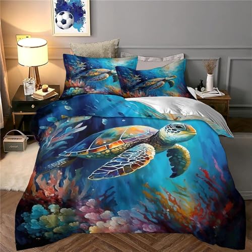 Housse de couette tortue marine lit simple microfibre 3D - 6