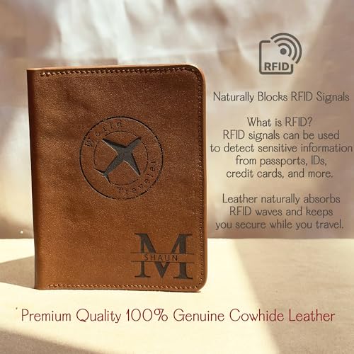 Personalized Durable Leather Passport Holder & Luggage Tag Set • Customized Father's Day Gift for Dad • Monogram, Name, Date, Photo, Logo • Dad Appreciation Gift • Men's Traveler Gift • Made in USA3