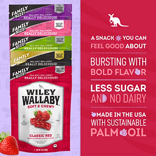 Wiley Wallaby Licorice 24 Ounce Classic Gourmet Australian Style Soft & Chewy Licorice Candy Variety Pack Twists, 5 Pack #TOP2