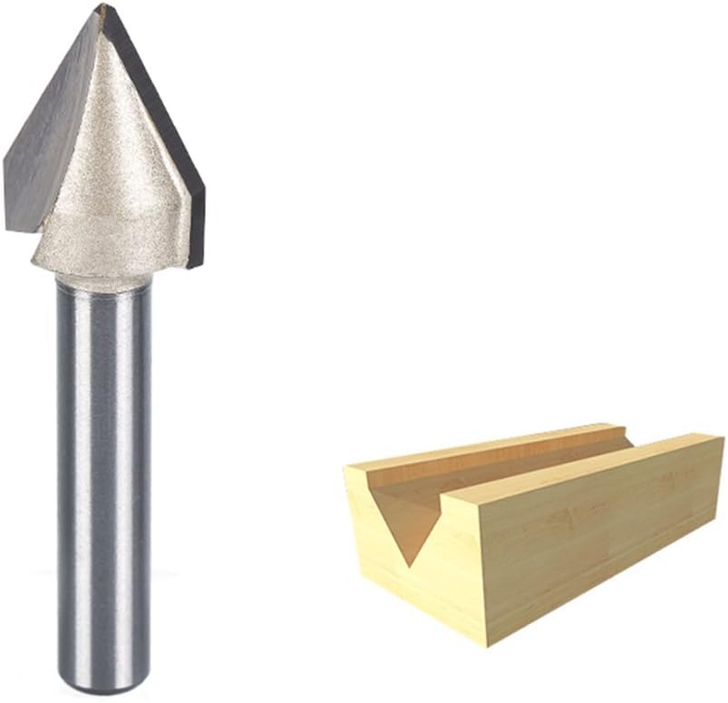 Flash Deals - 60% OFF HUHAO 3D CNC Engraving V Groove Router Bit 60 Degree Woodworking Cutting Tool 1/4 Shank and 9/16 Cutting Dia