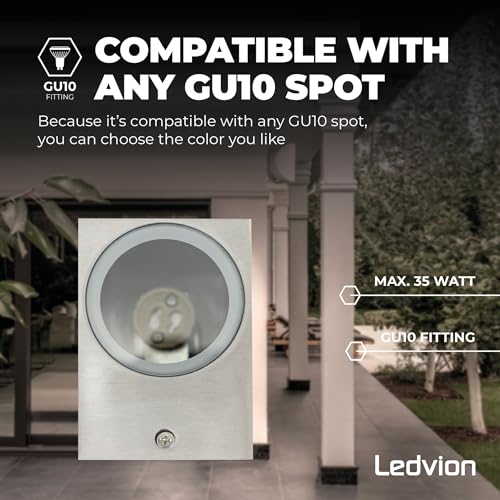 Ledvion, Wall Lamp San Diego Stainless Steel, LED Wall Lamp Outdoor Gray Square, Double-Sided GU10 Up&Down, Wall Lamp Outdoor - Image 3