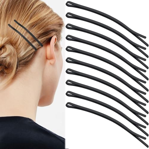 50PCS Jumbo Bobby Pins, Black Curved Jumbo Bobby Pins, 3.3 Inch Large Metal Hair Clips Long Hair Pin Decoration Accessories for Women Thick Long Updo Hair Style