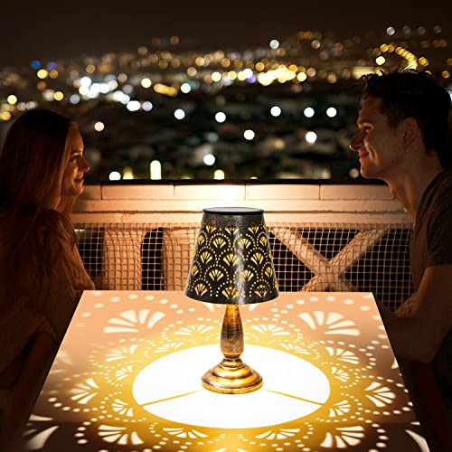 Herjiatk Outdoor Solar Table Lamp, Waterproof Retro Metal Tabletop Lights Solar Powered Decorative Lighting For Patio Desk… #TOP6