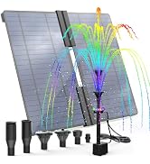 AMZtime 20W Solar Fountain Pump Built-in 2500mAh Battery with 12 LED Lights, DIY Solar Water Foun...