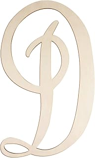 Cursive Wooden Letters for Wall Decor 14 Inch Large Wooden Letters Unfinished Monogram Wood Letter Crafts Alphabet Sign Cutouts for DIY Painting Door Hanger (D)