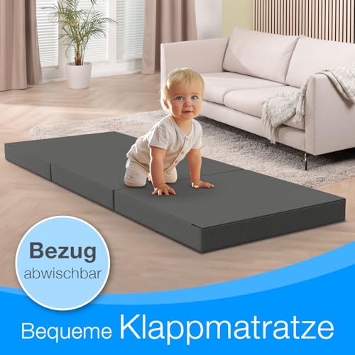 ELONEO Klappmatratze 65x195 cm, 9 cm hoch, Klappmatratze Kinder faltbar, klappbare Gästematratze, Faltbare Matratze, Reisematratze für Kinder und Erwachsene für Reisen und Camping