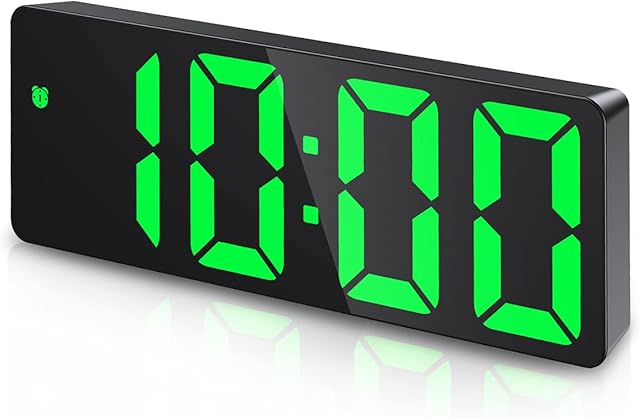 Criacr Digital Alarm Clock, Alarm Clocks Bedside with Big LED Temperature Display, Bedside Clock with USB/Battery Powered, Snooze, Date, Time, 3 Adjustable Brightness, Voice Control, 12/24Hr (Green)