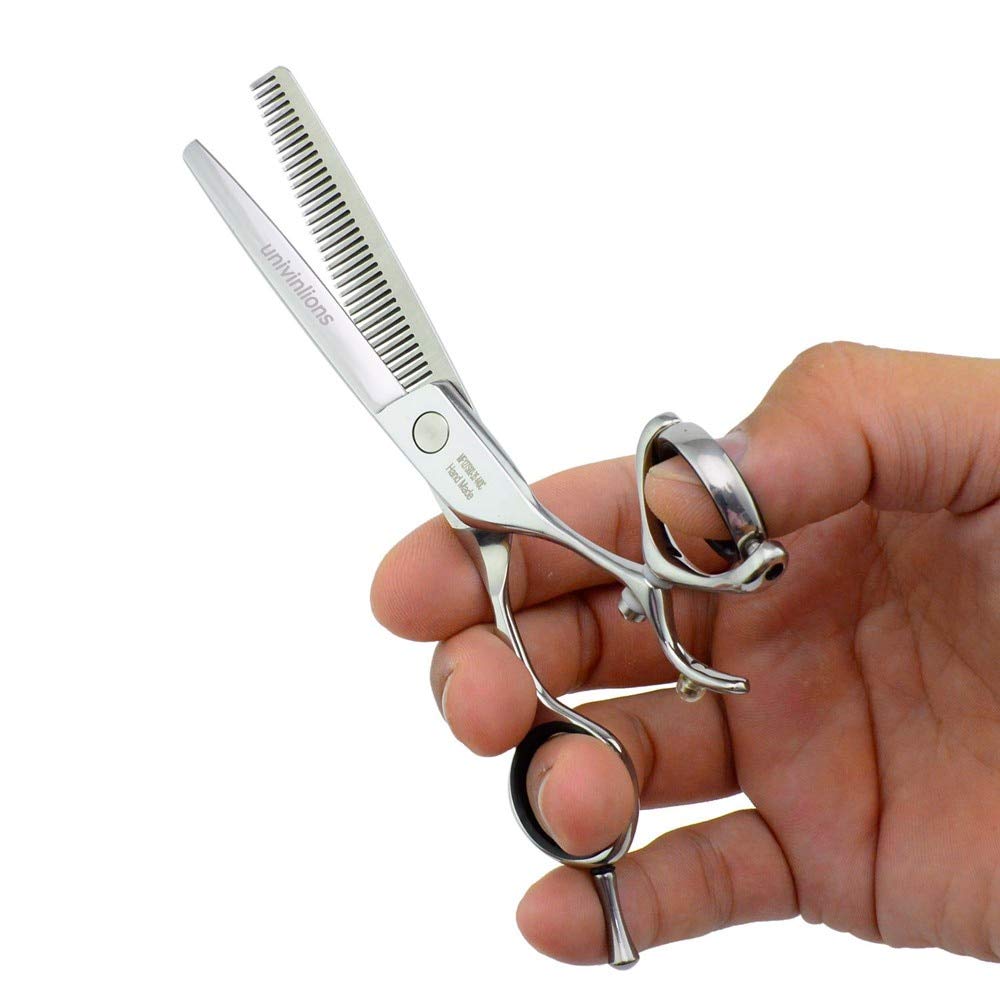 5.5/6" 440C Swivel Hair Scissors Hairdressing Scissors Barber Razor Thinning Rotating Thumb Shears Swivel Handle Scissor Rotary (5.5 INCH THIN)