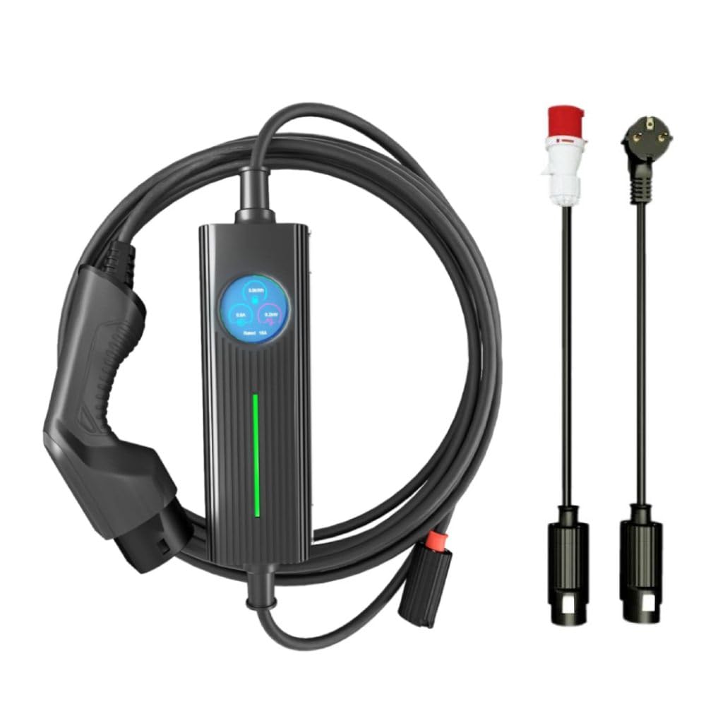 Mobile Wallbox Ladestation Typ-2-3.6kW/11kW inkl. 2 Adapter (CEE 16A + Schuko 230V) inkl. Wandhalterung