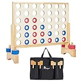 Pointyard Giant Wooden 4 in a Row Toy, Outdoor Game for Family Fun, Yard Game for Adults and Kids, B