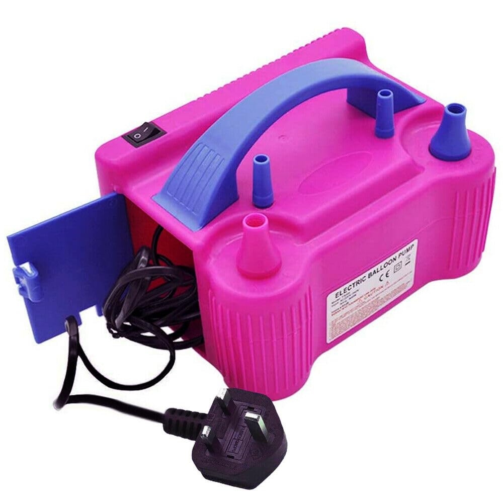 Electric Balloon Pump Portable Dual Nozzle Electric Air Pump High Power Inflator Blower Pump for Party, Wedding, Birthday Activities and Decoration (600W) UK PLUG (PUMP ONLY)