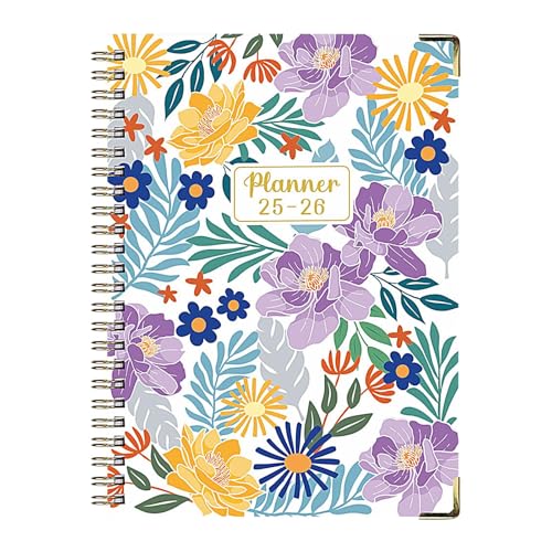 Generisch Libretas para trabajo,cuaderno espiral | A5 de cara gruesa floral cuaderno de julio de 2025 a junio de 2026 para bocetos Bullet-Journal Notas trabajo universitario