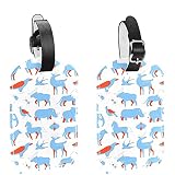 Lot de 2 étiquettes à bagages en cuir synthétique - Protection de la vie privée - Animaux sauvages