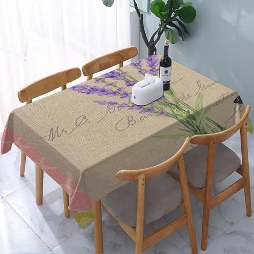 Tizhweqo Mantel Mesa Rectangular Lavanda, Manteles Antimanchas Flores Moradas, 3D Impresión Mantel Impermeable Lavable para Cocina Salón Comedor, 140x250 cm Q.P2148