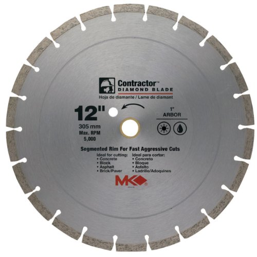 MK Diamond 160682 MK-99 14-Inch Dry or Wet Cutting Segmented Saw Blade with 1-Inch Arbor for Concrete and Brick
