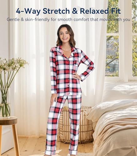 Image of WiWi Viscose from Bamboo Women's Pajamas Set Super Soft Button Down Top and Pants Sleepwear Cooling Pjs S-3X