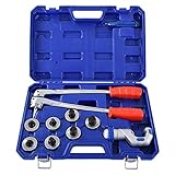 【Fácil de usar】 Una herramienta manual simple pero efectiva para el mantenimiento y reparación de aire acondicionado. Compre este kit de estampado y nunca más tendrá que usar un accesorio en las tuberías.