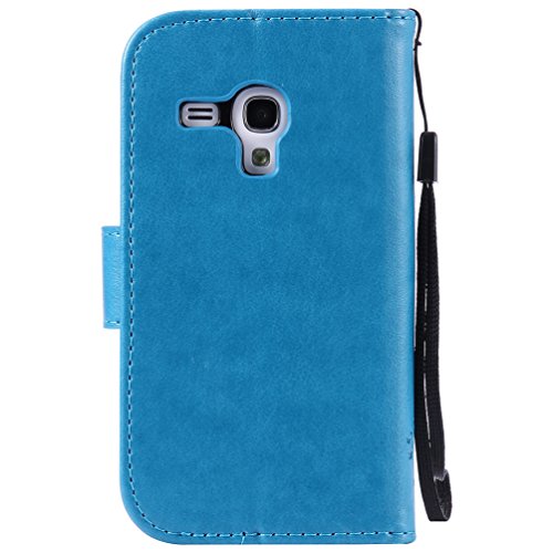 Emaxeler Samsung Galaxy S3 Mini Case Cover Stylish Wallet Case Diamond Embossed Kickstand Credit Cards Slot Cash Pockets Pu Leather Flip For Samsung S3 Mini Wish Tree Blue #TOP2