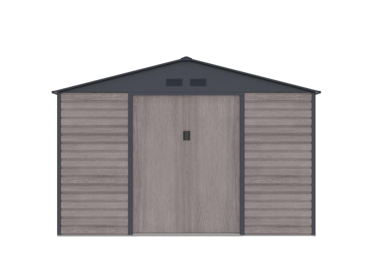 Vente-unique - Abri de Jardin métal en Acier galvanisé Effet Bois Gris 13,12 m² - ADELMO