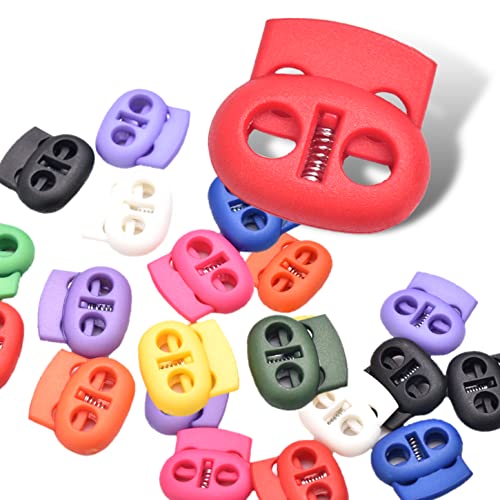 100 Pcs Plastic Cord Locks For Drawstrings Double Hole Spring Stopper Fastener Slider Toggles End For Drawstrings Shoelaces Backpack Lanyard #TOP3