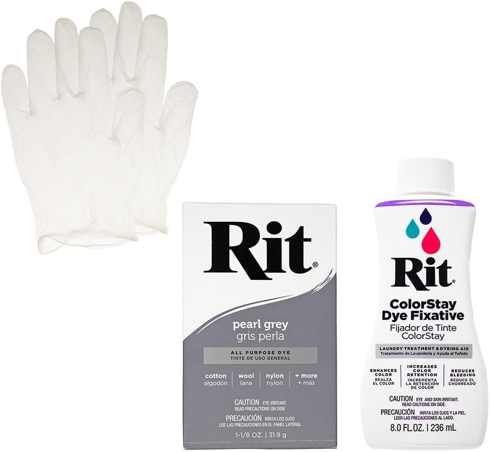 Rit Dye Powder with ColorStay Fixative Bundle – All in One Kit with Gloves to Reduce Color Bleed