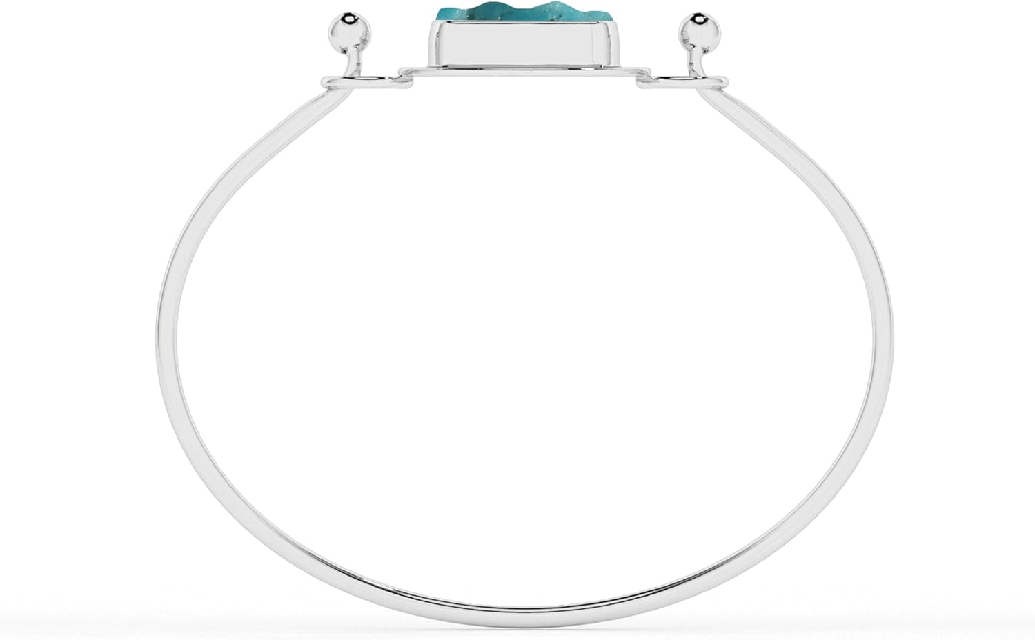 15.5x8mm Natural Raw Turquoise Twister Bangle Bracelet in Sterling Silver for Women, December Birthstone Jewelry Gifts for Her Birthday, Anniversary, Christmas, Graduation (Bezel-Set) - Image 4